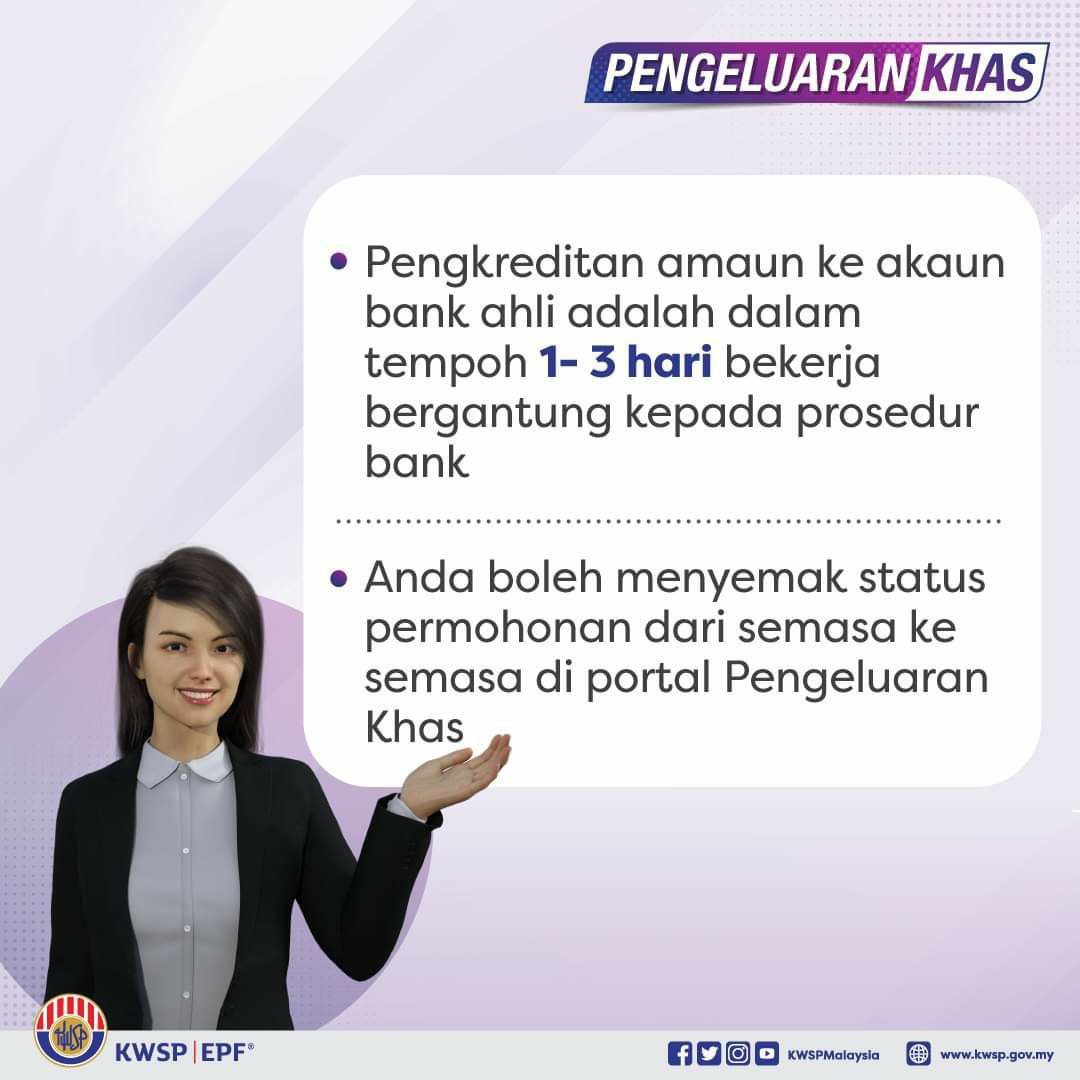 Pembayaran KWSP Dikreditkan Dalam Tempoh 1-3 Hari Bekerja