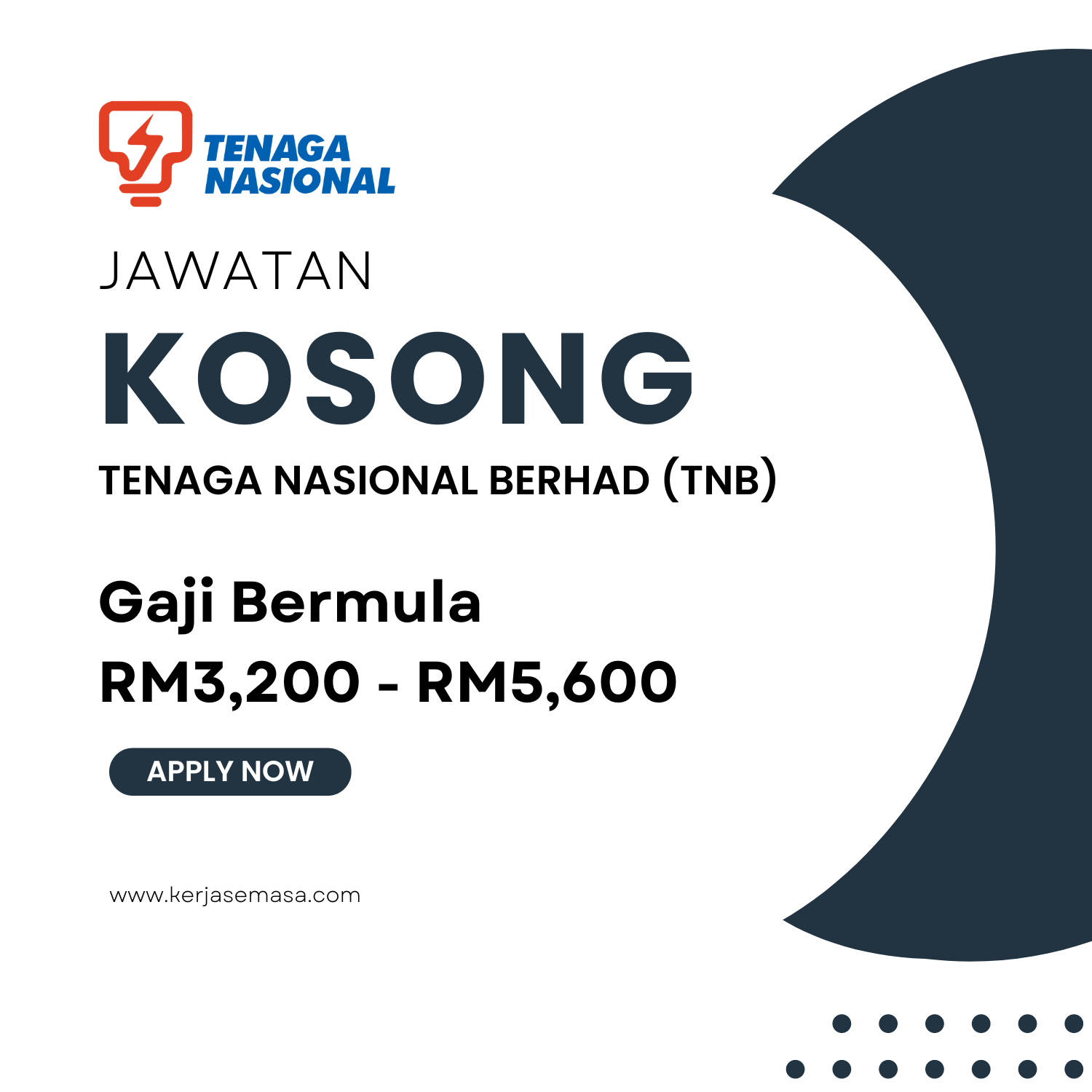 Jawatan Kosong TNB : Gaji Bermula RM3,200-RM5,600