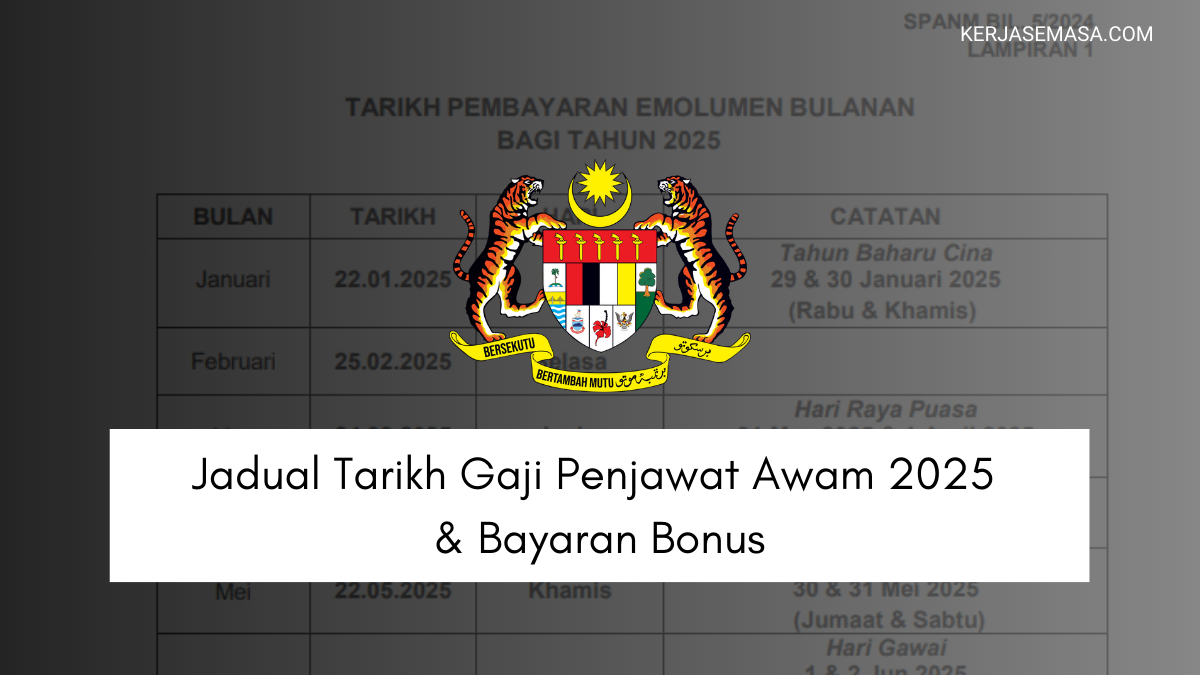 Jadual Tarikh Gaji Penjawat Awam 2025 & Bayaran Bonus