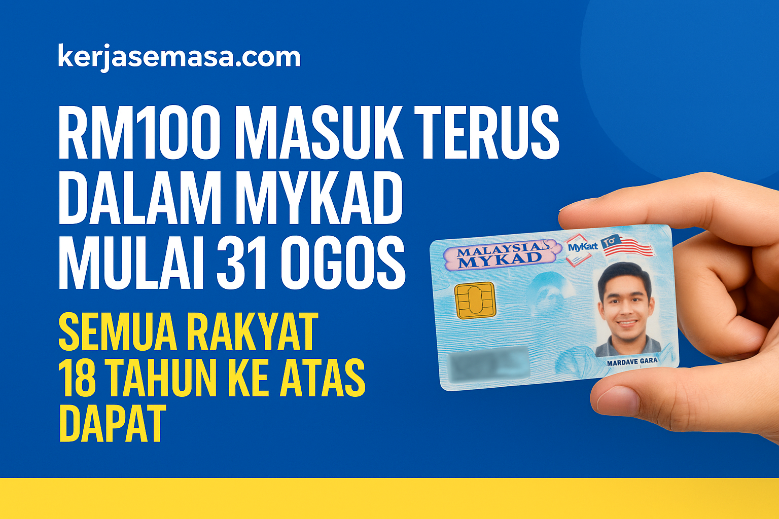RM100 Masuk MyKad Mulai 31 Ogos – Semua Rakyat 18 Tahun Ke Atas Layak!